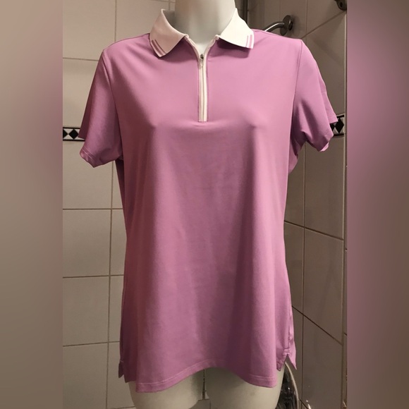 Women’s Peter Millar Chrissie short sleeve golf polo, small,lavender purple polo - Picture 5 of 15
